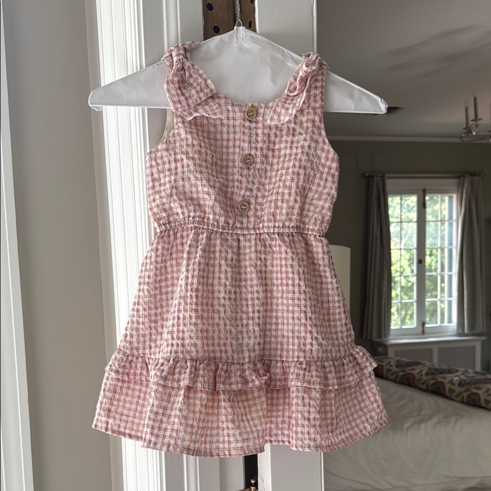 Pink and White Ruffled Gingham Tiered Sundress